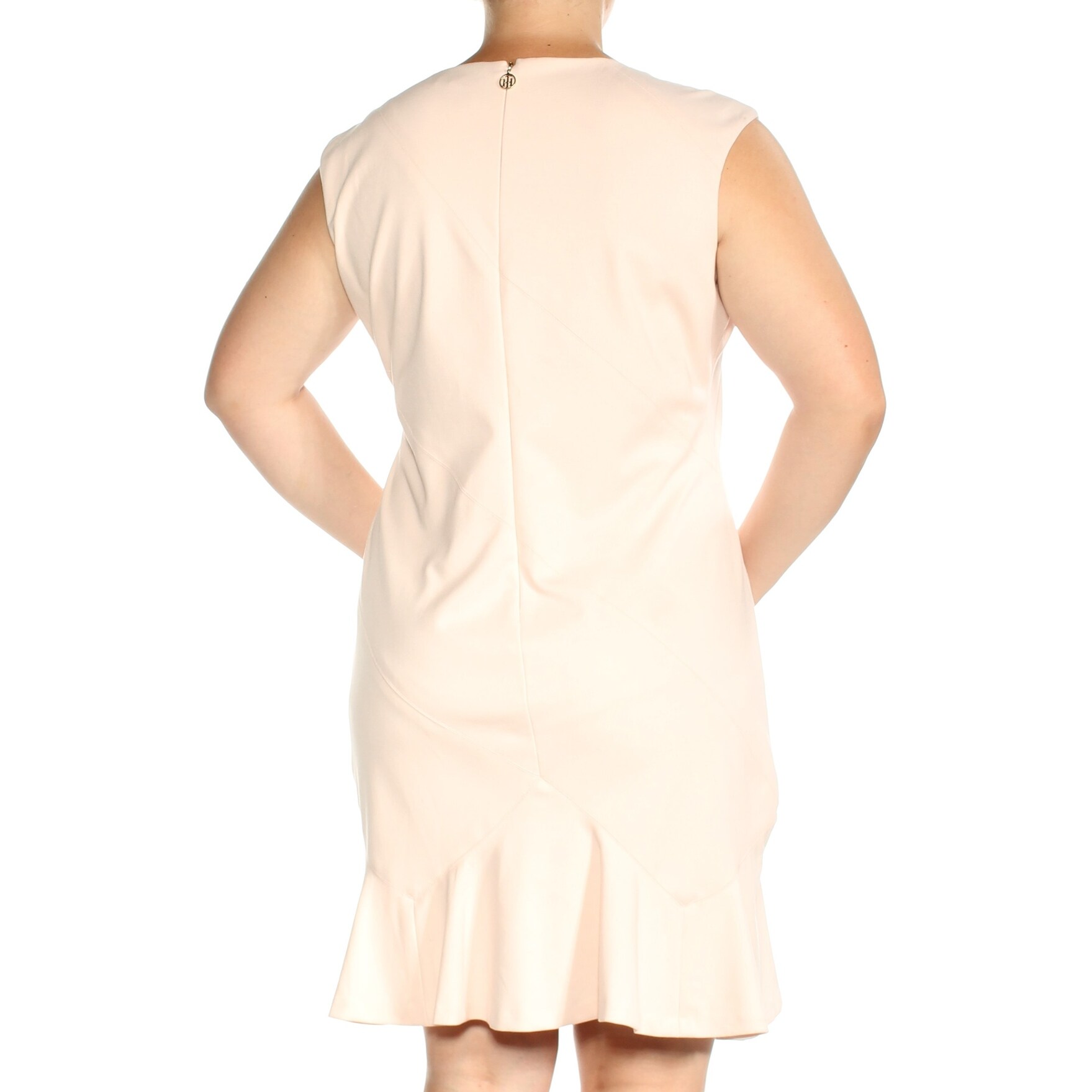Shop Tommy Hilfiger Womens Pink Sleeveless Jewel Neck Above The