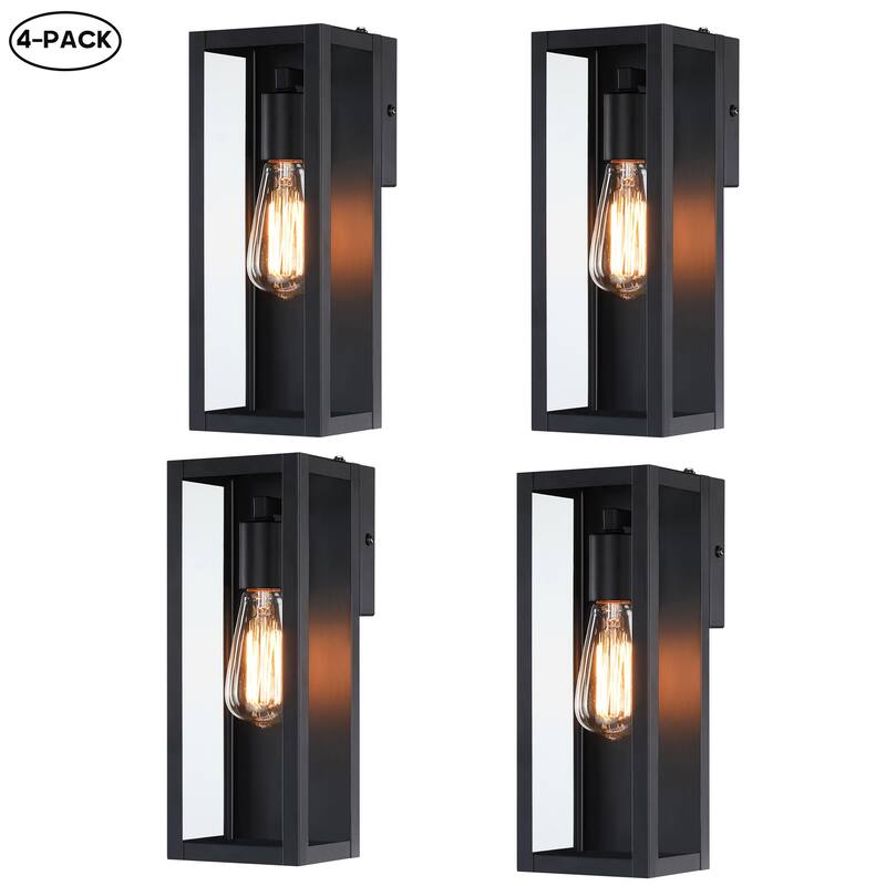 1-Light 12.76in Outdoor Wall Light with Matte Black Finish & Clear glass shade
