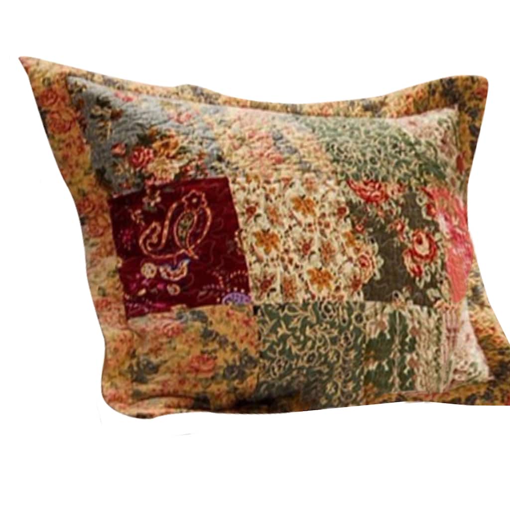 Kamet Fabric Standard Size Sham with Floral Prints and Paisleys, Multicolor