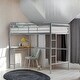 preview thumbnail 1 of 12, Twin Metal Bunk Bed with Build-in Study Desk, Ladder and Guardrails, Minimal Industrial Appeal, For Bedroom, Silver Silver