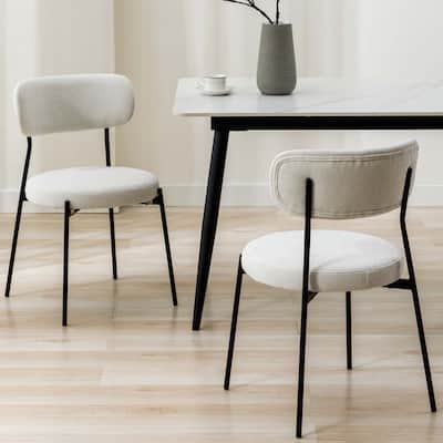 Textured Boucle 17.5" Seat Height Padded Dining Chairs