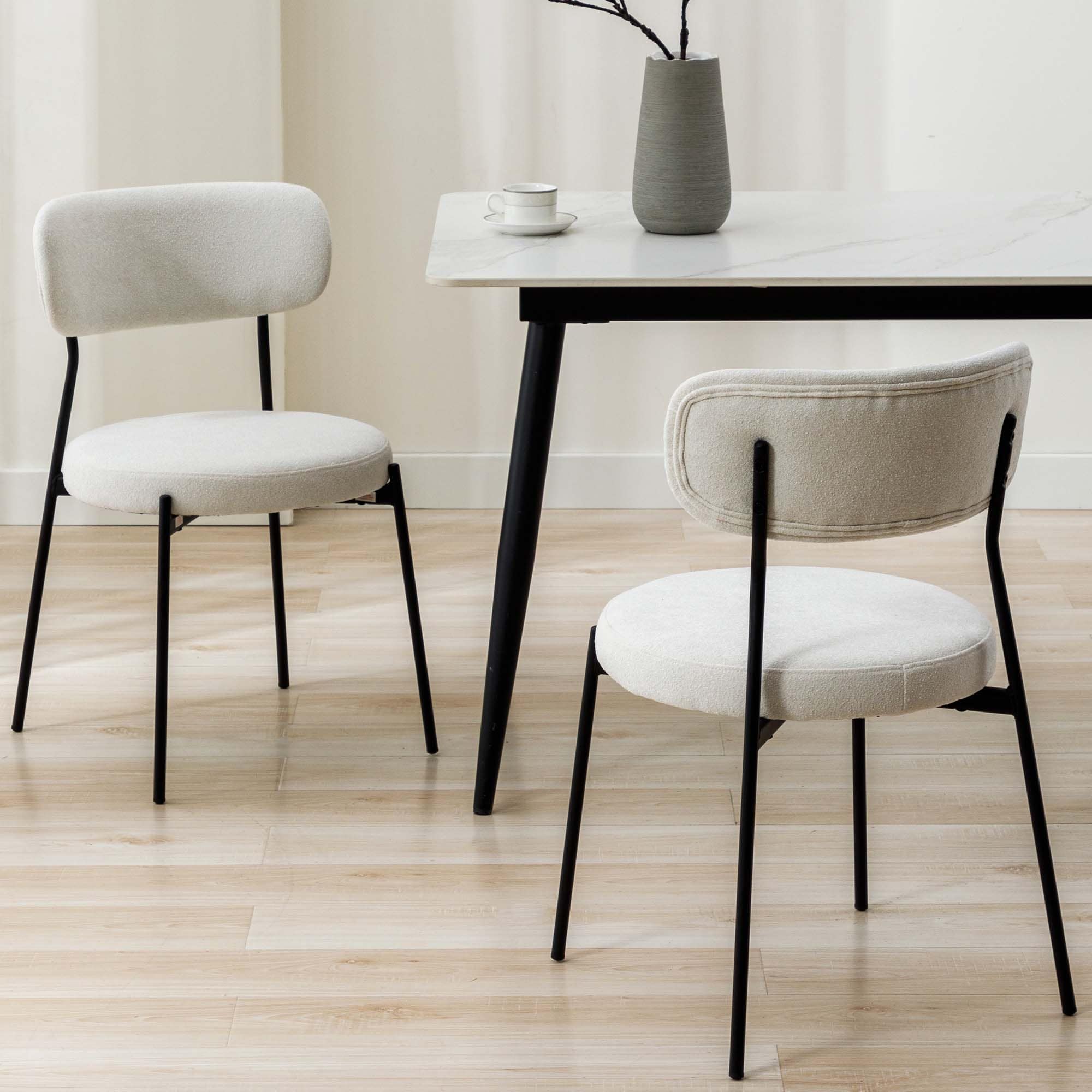 Textured Boucle 17.5" Seat Height Padded Side Chairs