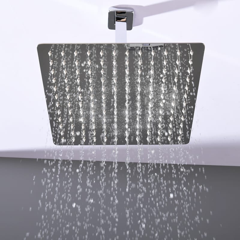 Bathroom Luxury Rain Mixer Combo Set Wall Mounted Rainfall Shower Head System(Contain Faucet Rough-in Valve Body and Trim)