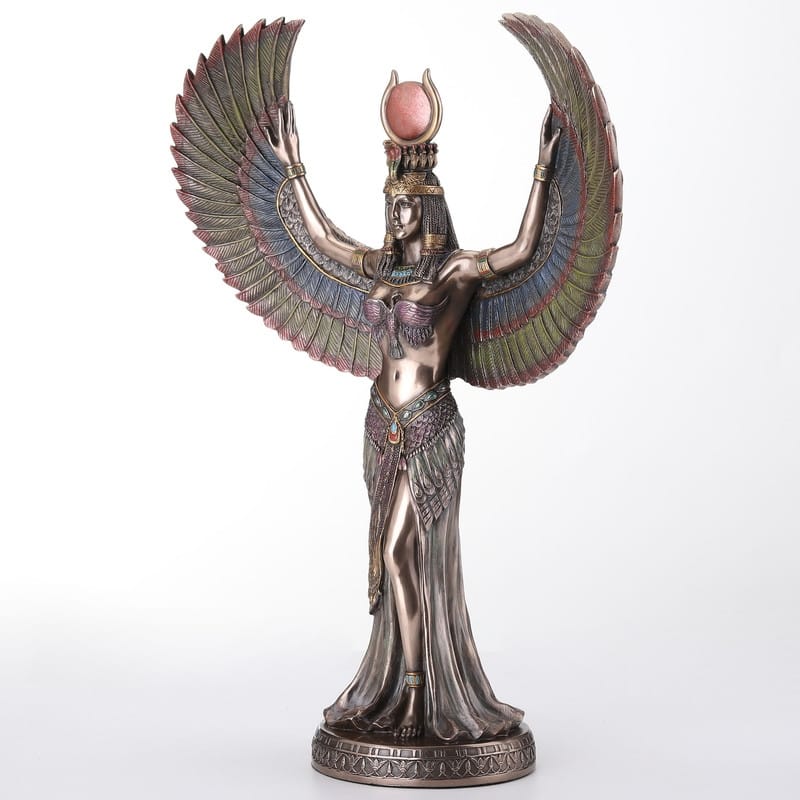 13.39 inches Height Cold Cast Bronze Isis the Egyptian Goddess of Magic and Wisdom Bronze Finish Figurine