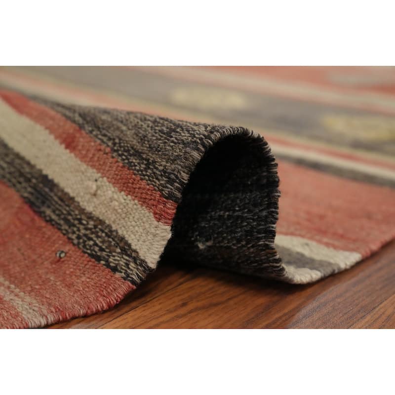 Hand Woven Oriental 100% Wool Carpet Southwestern Tribal Multi-Colored Kilim Area Rug - 9' 4'' X 5' 8''