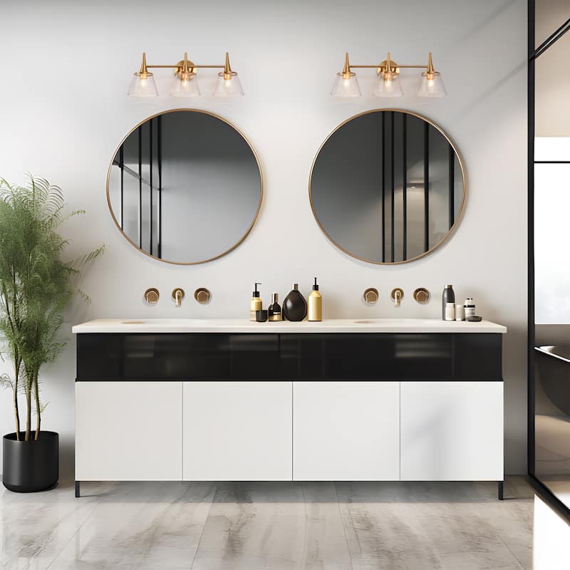 Mola Modern Gold 1/2/3/4-Light Bathroom Vanity Lights Glass Wall Sconces