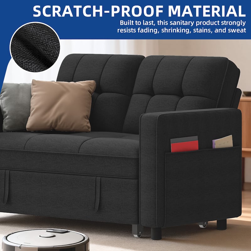 Moasis 3-in-1 Multi-Functional Sleeper Sofa with Iron Frame Pull-Out Bed,Loveseat Bed with USB Port