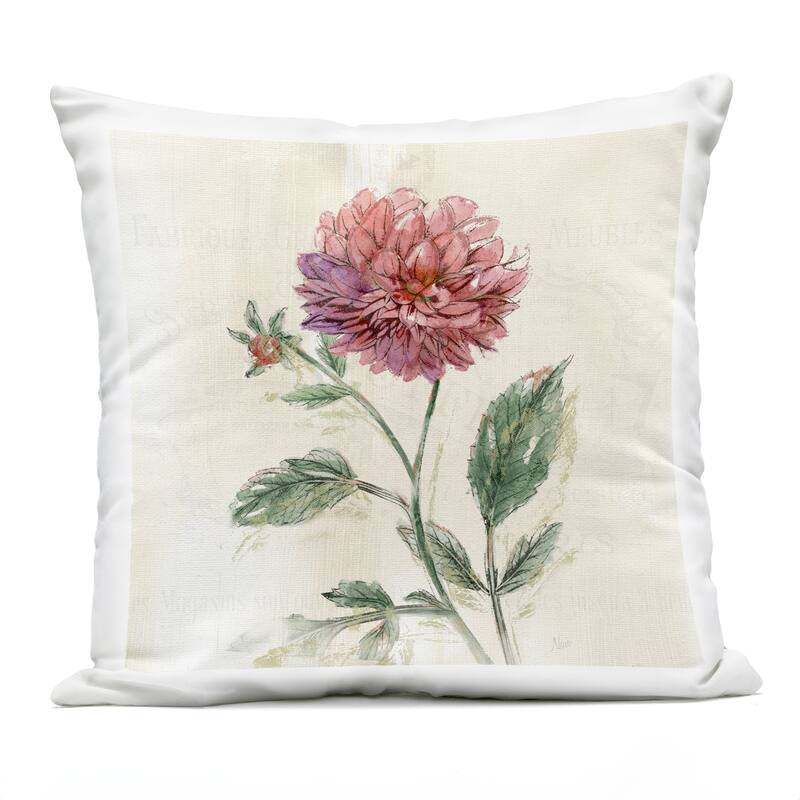 Stupell Pink Traditional Dahlia Bulb Printed Outdoor Throw Pillow Design by Nan - Accent - Polyester - Pink - Single