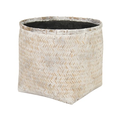 Patio 12" Bamboo Indoor Basket Pot, Beige