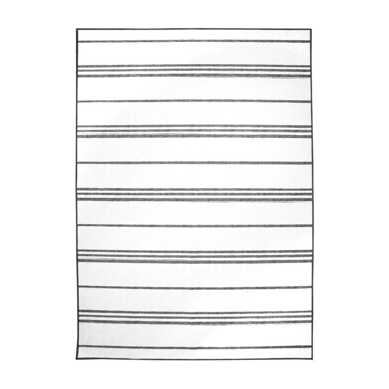 My Magic Carpet Machine Washable Area Rug Stripe Grey And White