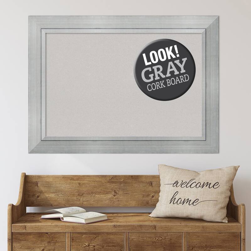 Framed Grey Cork Board, Romano Silver