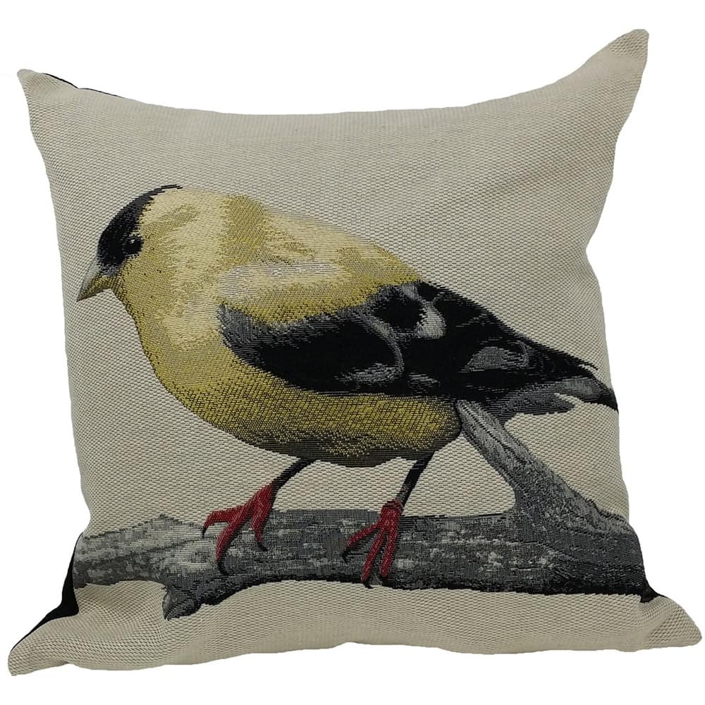18"x18" Gold Bird Polyester and Cotton blend Zippered Pillow