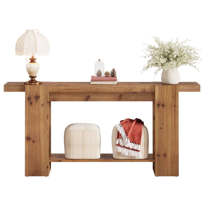 63-Inch Solid Wood Entryway Table, Narrow Console Table