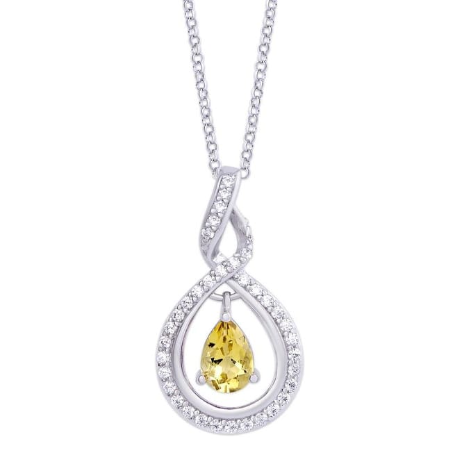Victoria Townsend.925 Sterling Silver Citrine and Cubic Zirconia Pear Drop Pendant.