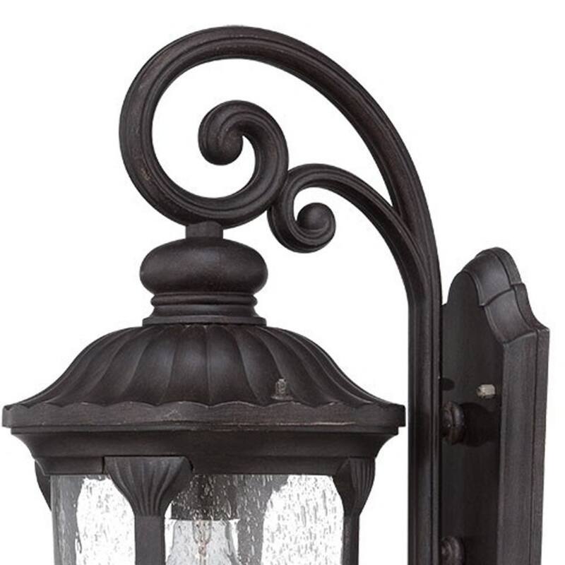 Aluminum Wall Sconce with Seeded Glass Outdoor Flush Mount - 11.5” x 9” x 22.5” (D x W x H)