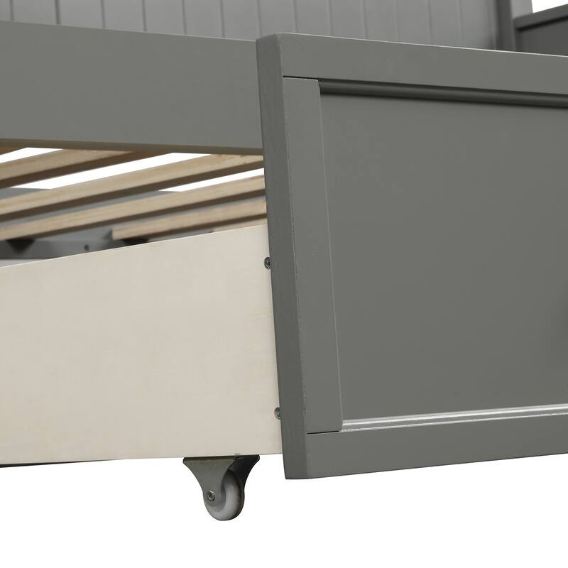 Grey Space-Saving Twin Daybed in Wood with Three Drawers - No Box Spring Needed