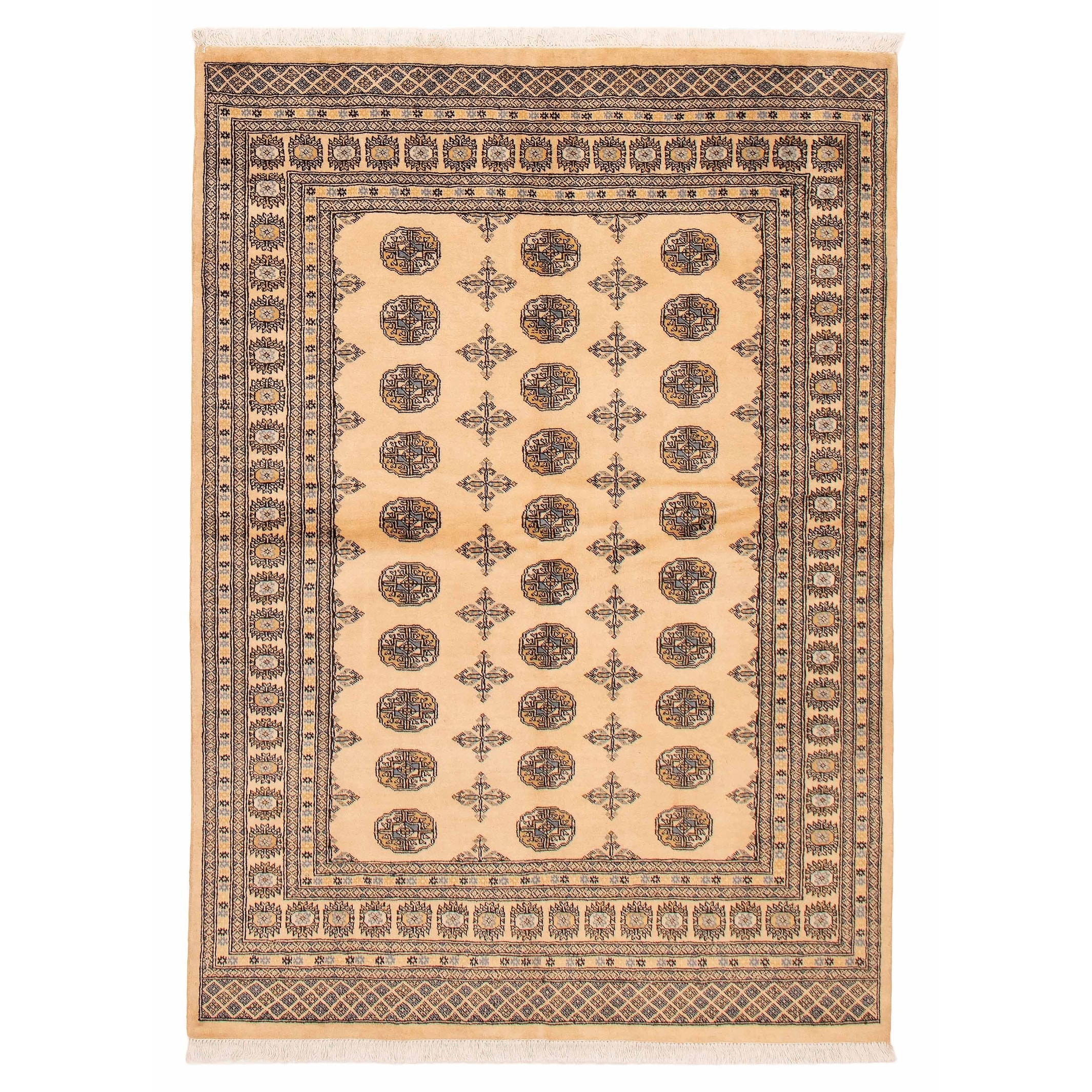ECARPETGALLERY Hand-knotted Peshawar Bokhara Ivory Wool Rug - 5'9 x 7'10