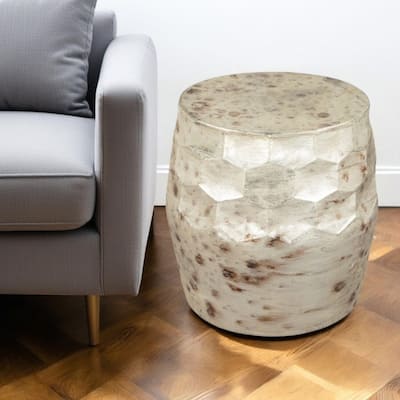 HomeRoots 22" Beige Iron Round Block End Table - 22' X '21.7' X '22