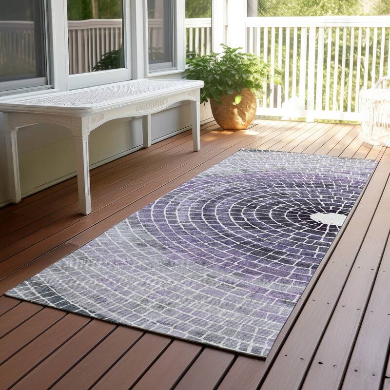 Machine Washable Indoor/ Outdoor Mosaic Rome Chantille Rug - Lavender - 2'3" x 7'6"