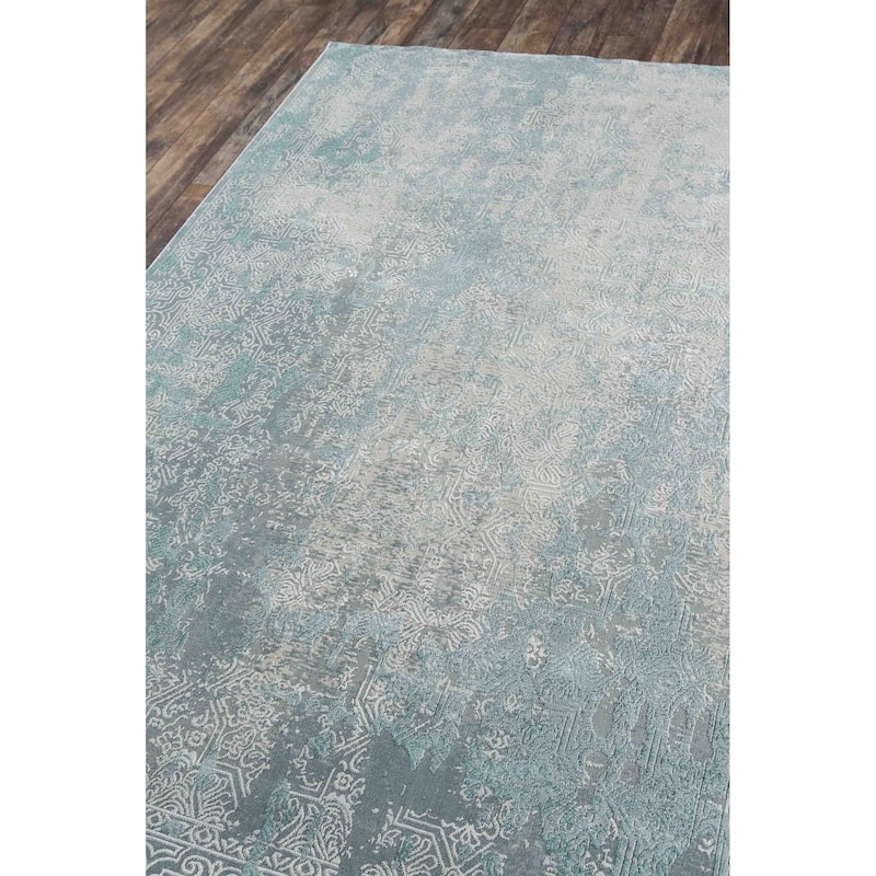 ECARPETGALLERY Machine Woven Elysia Light Blue Area Rug