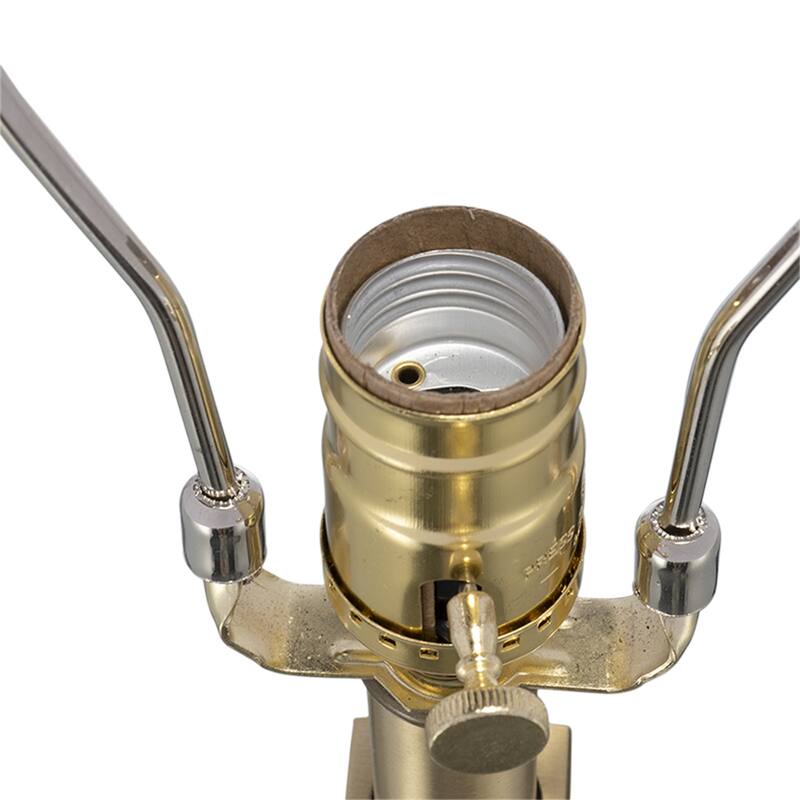 D15x26" White and Gold Thin Pyramid Table Lamp with Drum Shade