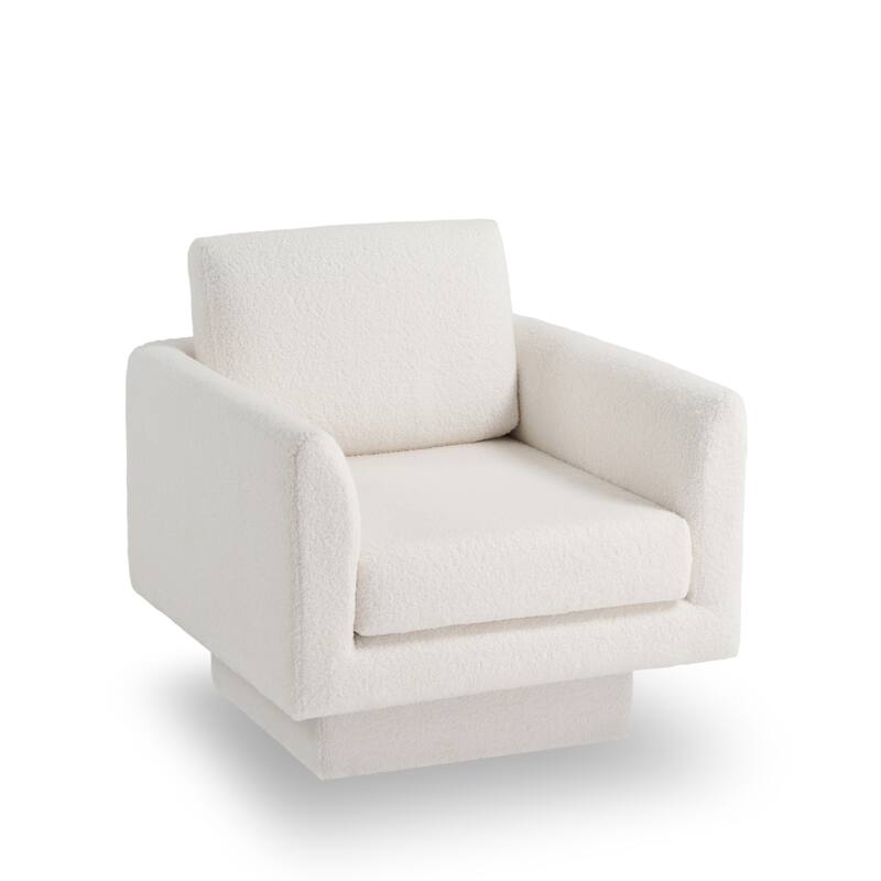 Boucle Swivel Chair with Thick Cushion