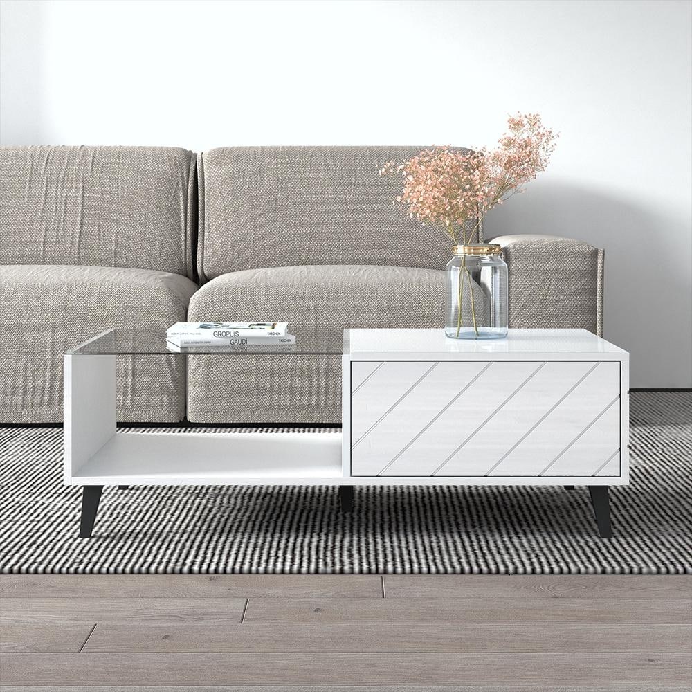 Meble Furniture Oxford Modern Coffee Table - 47.24"W x 15.75"H High Gloss
