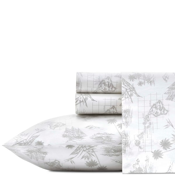 slide 2 of 7, Tommy Bahama Cotton Printed Sheet Sets and Pillowcase Pairs King - Vintage Map Grey