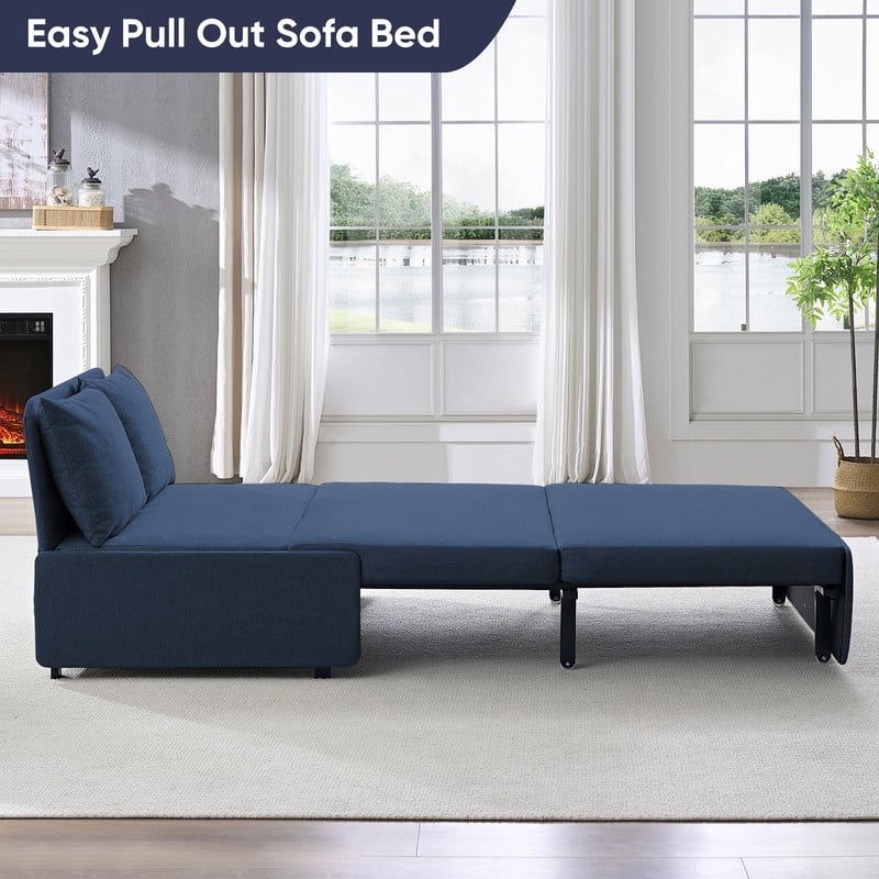 Mixoy Full/Queen Size Sofa Bed,2 in 1 Convertible Linen 1-Seater/Loveseat Sleeper Sofa Couch with Cushions