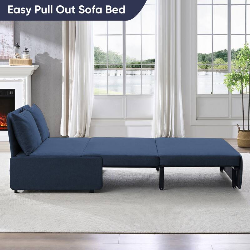 Mixoy Full Size Queen Size Sofa Bed,2 in 1 Convertible Linen 1-Seater/Loveseat Sleeper Sofa Couch with Cushions