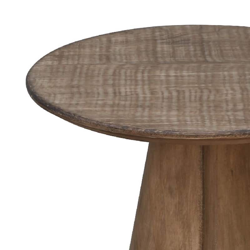 Rela Side End Table, 22 Inch Round Top w Tapered Base, Antique Brown