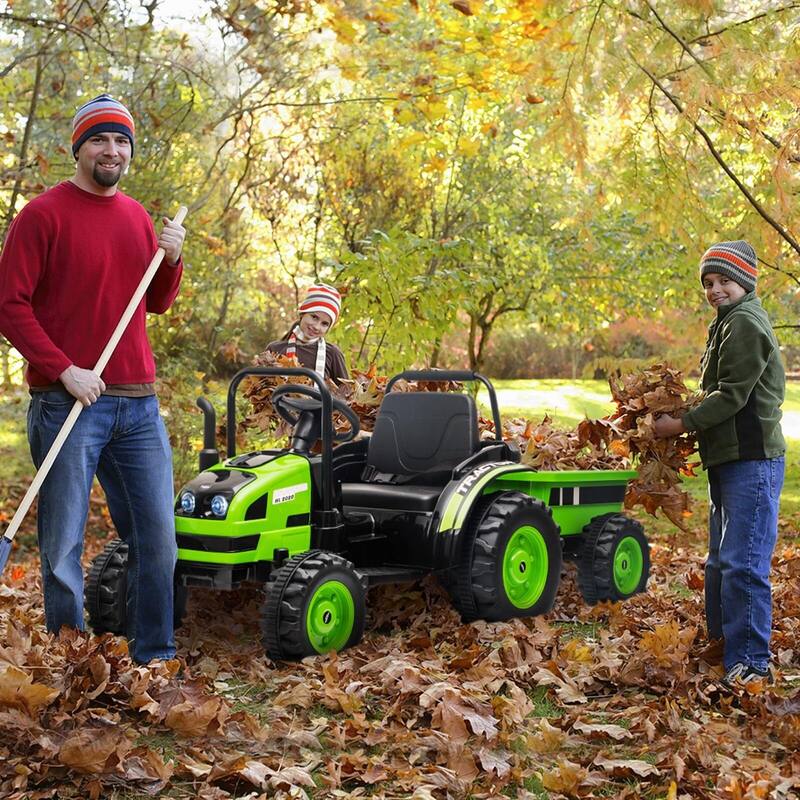 12V Kids Ride-On Tractor with Trailer, Remote Control