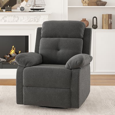 Recliner Chair with 360° Swivel, Soft Cushion Seat Rocker Accent Chair, Lounge Chaise Chair with Footrest