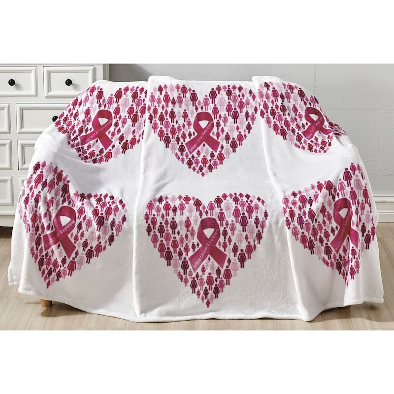 Faith Hope Love Together We Rise Breast Cancer Awareness Heart Throw Blanket (50" x 70")