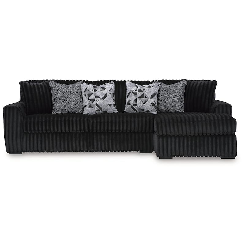 Signature Design by Ashley Midnight-madness Black 2-Piece Sectional Sofa with Chaise - 120" W x 65" D x 40" H