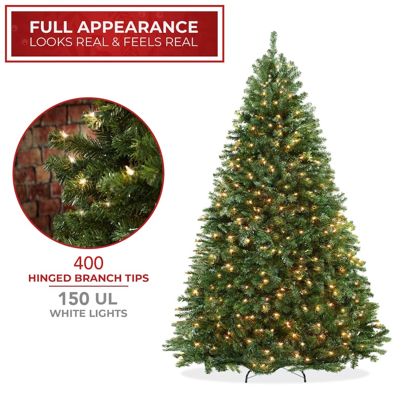 PreLit Realistic Green Spruce Artificial Christmas Tree with Stand