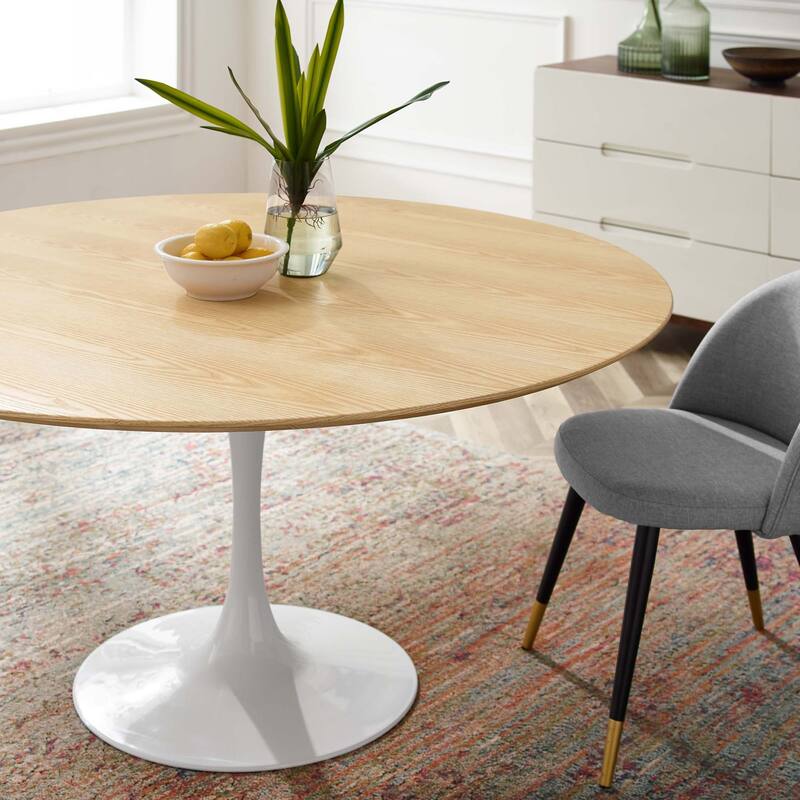 Lippa 60" Round Wood Grain Dining Table - Oak