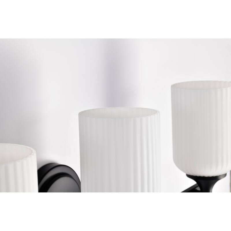 Solara 3 Light Vanity Matte Black Finish Frosted Ribbed Glass - Matte Black