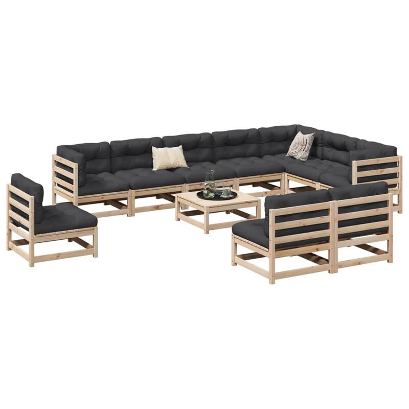 vidaXL Garden Sofa Set Wood Solid Pine Wood Large Modular - 27.6 x 27.6 x 26.4 in