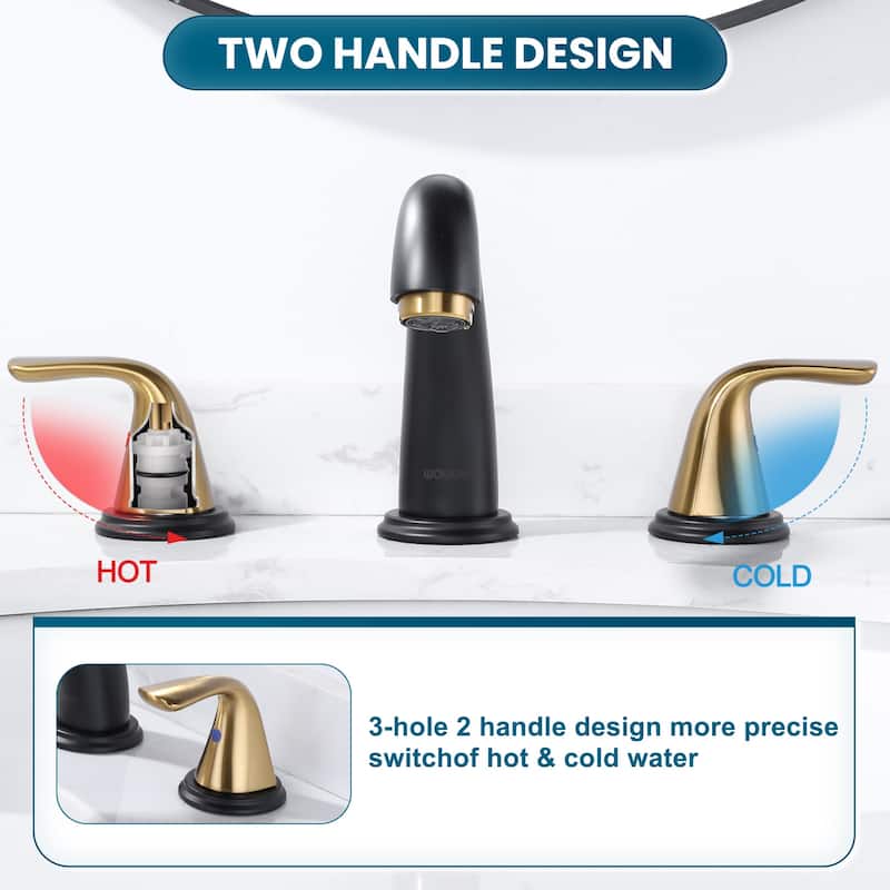 WOWOW Widespread Double Handle Bathroom Faucet