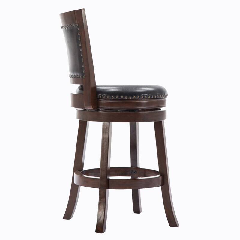 Nailhead Round Leatherette Counter Stool with Flared Leg - 37.5 H x 18 W x 21.5 L Inches