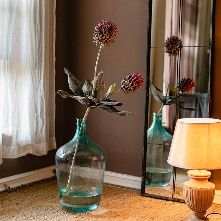 RusticReach Artificial Tall Stem Flower Mulan Thistle 43" Tall - [B]-Three Stems