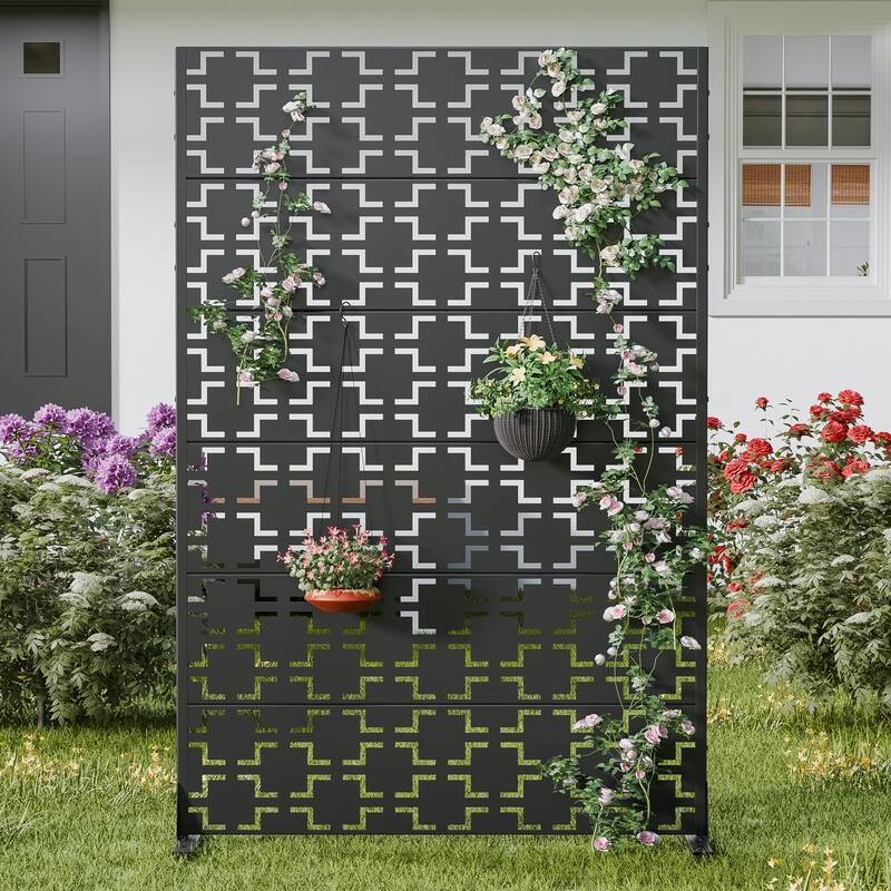Dovelina 6ft.Outdoor Freestanding Metal Privacy Screen Decorative Garden Fence - 72"x94"