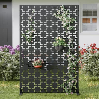 Dovelina 6ft.Outdoor Freestanding Metal Privacy Screen Decorative Garden Fence - 72"x94"