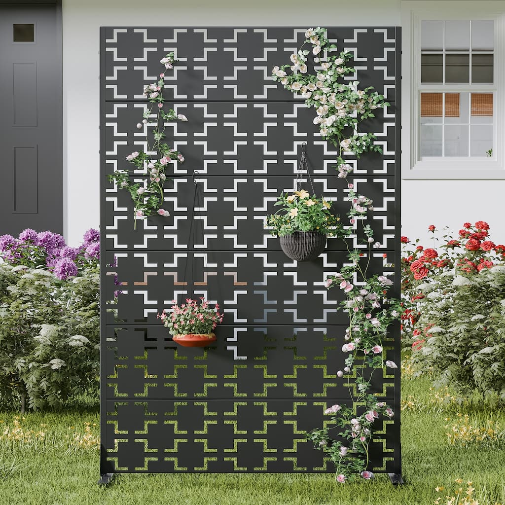 Dovelina 6ft.Outdoor Freestanding Metal Privacy Screen Decorative Garden Fence - 72"x94"