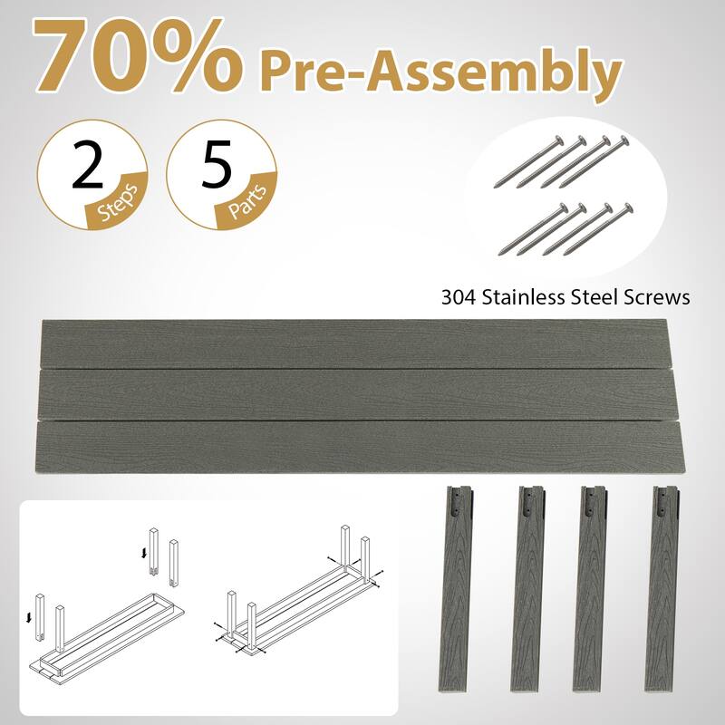 Gymax 2PCS 55'' HDPE Outdoor Bench Weatherproof Backless Patio Garden