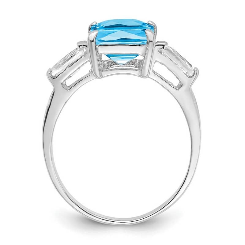 Curata 925 Sterling Silver Solid Polished Open back Blue Topaz Ring