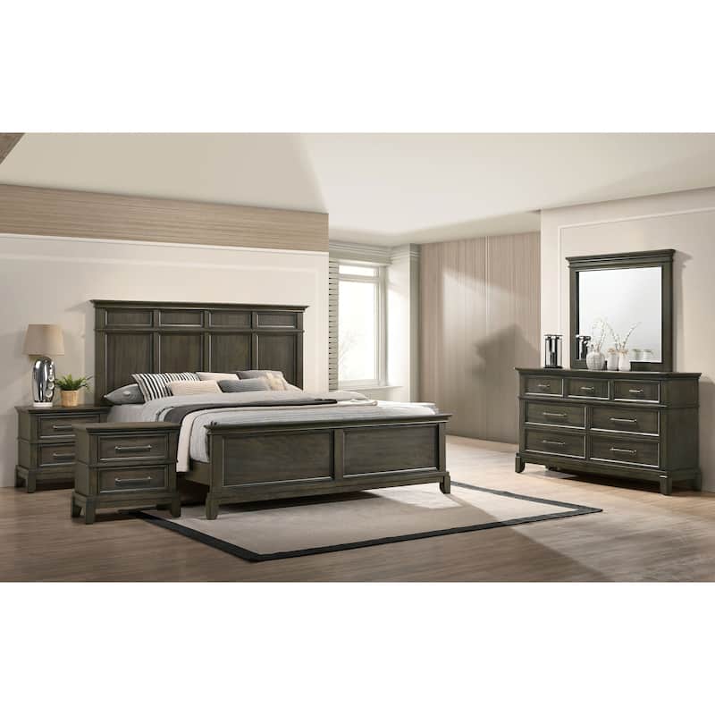 Furniture of America Evva Traditional Grey 5-Piece Panel Bedroom Set - Grey without Care Kit - Queen