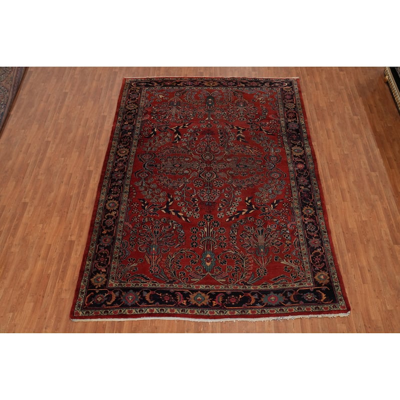 Hand Knotted Oriental 100% Wool Carpet Traditional Floral Oranges & Rust Sarouk Area Rug - 12' 1'' X 8' 9''