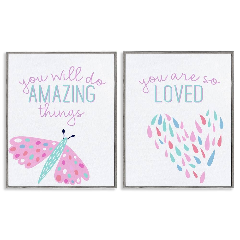 Stupell Pastel Inspirations with Dragonfly Framed Giclee Art Design By Kim Allen (Set of 2)